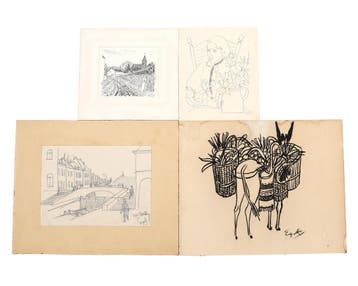 Charles Eyck (1897-1983), Kavel met 4 werken op papier, Antiek en Kunst