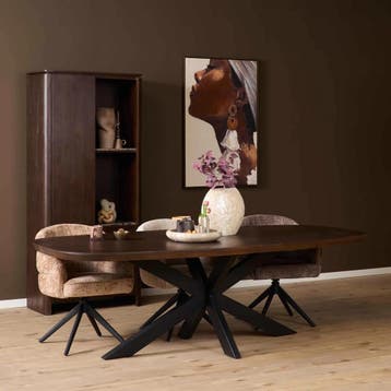 Deens ovale eettafel Madison Bruin Poot Zwart Mangohout 280, Ophalen of Verzenden, Nieuw