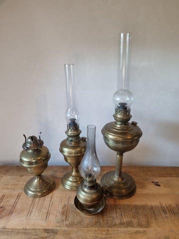 marque - Brevette - Olielamp (4) - Messing - Olielamp 4, Antiek en Kunst, Curiosa en Brocante
