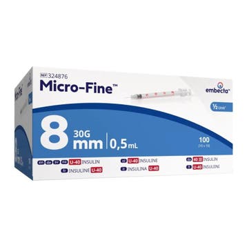 BD Micro-Fine Insulinespuit 0,5 ml U40 met Naald 30G x 8 mm, Verzenden, Nieuw