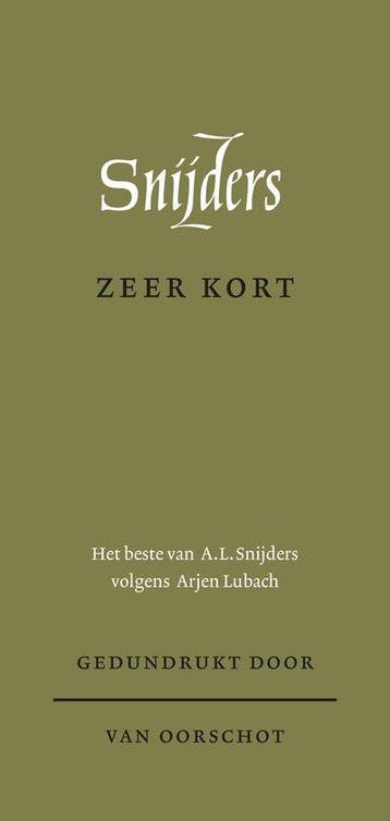9789028252172 Zeer kort A.L. Snijders, Boeken, Verzenden, Nieuw, A.L. Snijders
