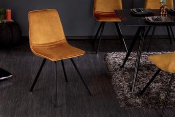 Retro stoel AMSTERDAM STOEL mosterdgeel fluweel design, Ophalen of Verzenden, Nieuw