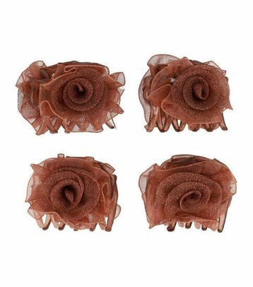 Haarspeld Haarklemmen 3cm – Roos Bloem – Chiffon Stof –, Nieuw