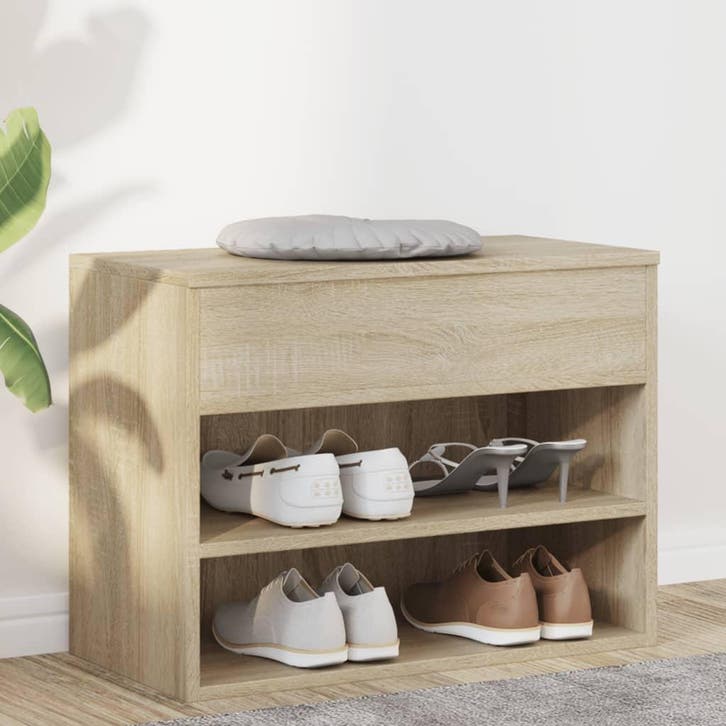 vidaXL Schoenenbank 60x30x45 cm bewerkt hout sonoma, Huis en Inrichting, Kasten | Schoenenrekken, Nieuw, Verzenden
