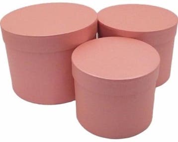 Bloemendoos Set van 3 rond Roze flowerbox cadeau doos, Ophalen of Verzenden, Nieuw