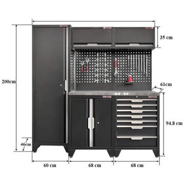 Gereedschapskasten set wandlengte 196 cm.metaal omkleed, Ophalen of Verzenden, Nieuw