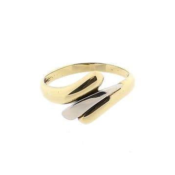 Bicolor gouden ring, Sieraden, Tassen en Uiterlijk, Ringen, 18 tot 19, Gebruikt, Ophalen of Verzenden, Dame