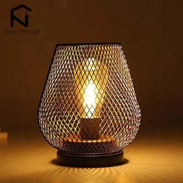 Nordic Metalen Kooi LED Lantaarn Decoratieve Tafellamp, Verzenden, Nieuw
