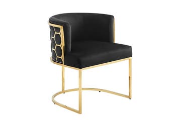 Stoel ELEGANCE, zwart fluweel met goudkleurig, Huis en Inrichting, Stoelen, Ophalen of Verzenden, Nieuw