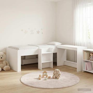 vidaXL Bedframe met Bureau 2 st Wit Bewerkt hout, Verzenden, Nieuw, Wit, Hout