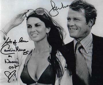 Roger Moore and Caroline Munro as Naomie - Autographed, Nieuw