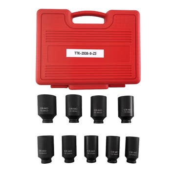 9 stuks 1/2 Axle NUT Socket SET Metric 29 - 38mm Impact S..., Verzenden, Nieuw