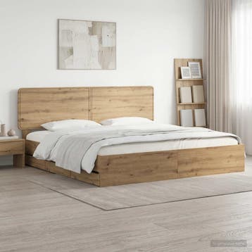 vidaXL Bed Frame with Storage and Headboard Artisan Oak 180, Bruin, Verzenden, Hout, Nieuw