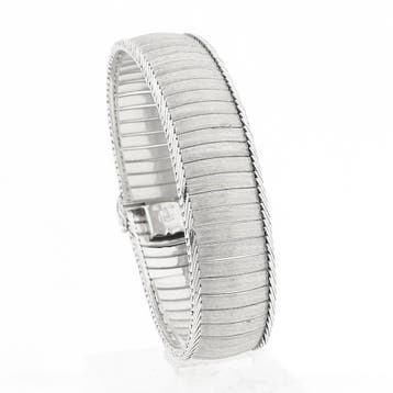 Massief witgouden vintage schakelarmband | 19 cm, Ophalen of Verzenden, Gebruikt, Goud, Goud