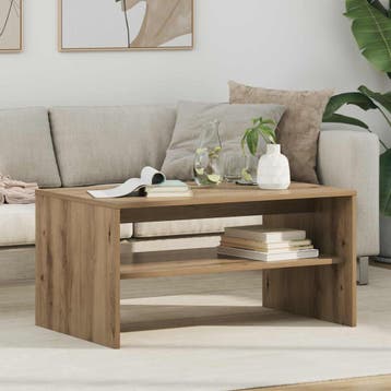 vidaXL Salontafel Artisan Eiken 80 x 50 x 40 cm Bewerkt hout, Verzenden, Nieuw, 50 tot 100 cm, Rechthoekig