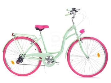 Stadsfiets 26 inch Mint/Roze | Laatste Stuk!, 26 inch of meer, Dallas Bike, Versnellingen, Ophalen of Verzenden