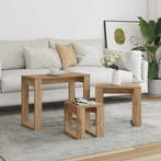 vidaXL 3-delige Bijzettafelset bewerkt hout artisanaal, Huis en Inrichting, Tafels | Bijzettafels, Verzenden, Nieuw