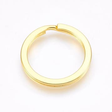 2 x Metalen Sleutelhanger Ring 25 x 2mm Goud, binnen diam..., Ophalen of Verzenden, Nieuw, Bedel