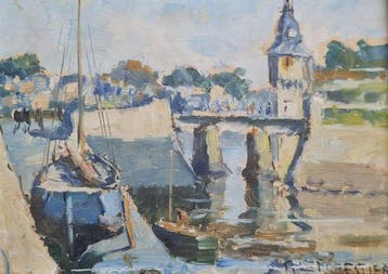 René Le Forestier (1903-1972) - Havenzicht Bretagne, Antiek en Kunst