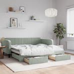 vidaXL Slaapbank met uitschuifbed lades 100x190 cm fluweel, Huis en Inrichting, Slaapkamer | Bedden, 100 cm, Eenpersoons, Verzenden