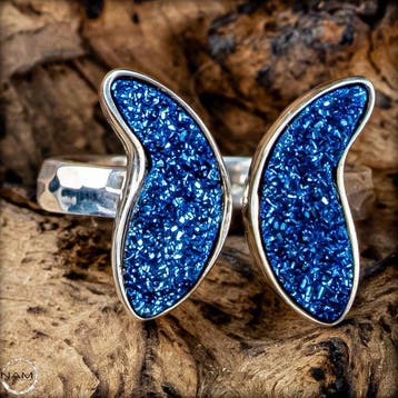 Aura Agaat Ring – open ring van designer met diepblauwe