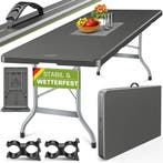 Tillvex Opklapbare Tuintafel Rotan Look 180x75cm Bruin, Voor 6 Personen Met Draaggreep