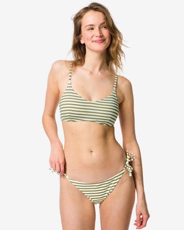 HEMA Damesbikinibroekje Jacky rib strepen middengroen, Verzenden, Nieuw