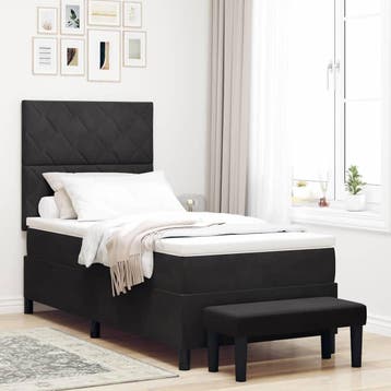 vidaXL Boxspring bed met hoofdeinde Zwart 190 x 90 cm, Eenpersoons, Verzenden, Zwart, Nieuw