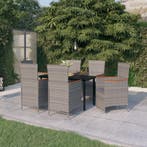 vidaXL 7-delige Tuinset met kussens grijs, 6 zitplaatsen, Nieuw, Tuinset, Verzenden