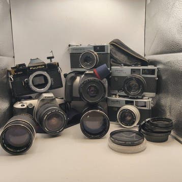 Canon, Olympus, Fujica, Minolta, Petri Hi-matic E, Eos 500n,, Nieuw