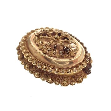 Antiek gouden broche met filigrain techniek, Ophalen of Verzenden, Gebruikt, Goud, Goud