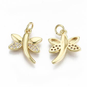 1x 16K Gold plated vergulde Libelle bedel met zirconias..., Ophalen of Verzenden, Nieuw, Bedel