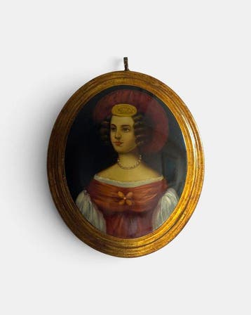Vitrinelijst - Hout - Biedermeierportret, Antiek en Kunst, Curiosa en Brocante