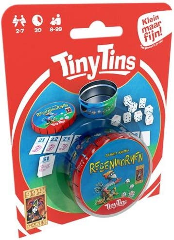 Tiny Tins: Regenwormen - Dobbelspel | 999 Games -, Verzenden, Nieuw