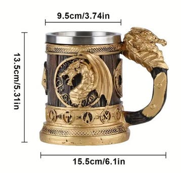 Retro Draak Drinkbeker RVS Isolatiebeker met Vleugeldraak, Verzenden, Nieuw