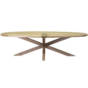 Ellips dining tuintafel 280x130xH76 cm met kruispoot teak, Tuin en Terras, Tuintafels, Ophalen of Verzenden, Nieuw