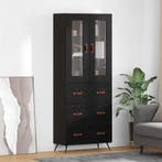 vidaXL Hoge opbergkast met plank 2 pcs Zwart Eiken Bewerkt, Minder dan 50 cm, Verzenden, Nieuw, Minder dan 100 cm