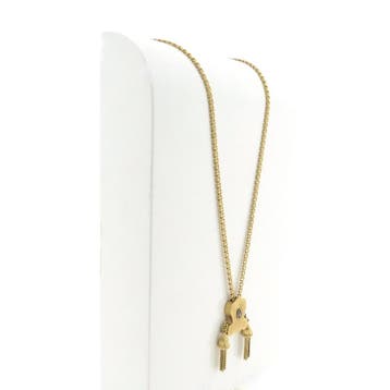Antiek gouden schuifketting met kwastjes en diamant; ca...., Gebruikt, Ophalen of Verzenden, Met edelsteen, Goud