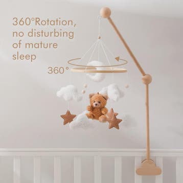Houten Baby Mobiel voor Ledikant met Teddybeer, Maan en Ster, Verzenden, Nieuw