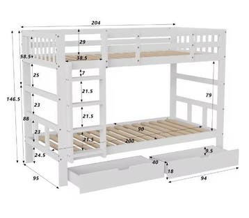 Stapelbed Kinderkamer met Ladder en 2 Slaapplaatsen 90x200, Huis en Inrichting, Slaapkamer | Stapelbedden en Hoogslapers, Verzenden