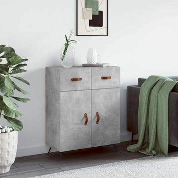 vidaXL Dressoir 69,5x34x90 cm bewerkt hout betongrijs, Verzenden, Nieuw, Overige houtsoorten, Minder dan 50 cm