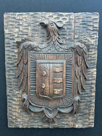sculptuur, Stemma araldico - 43 cm - Hout - 1950