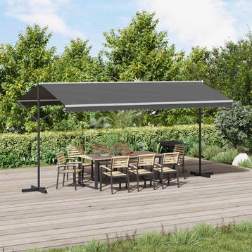 vidaXL Vrijstaande luifel 5 x 3 m Polyester Grijs, Verzenden, Nieuw