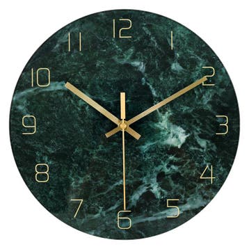 IvoQ Moderne Wandklok Groen Marmerlook Glas Ø 30 cm, Verzenden, Nieuw