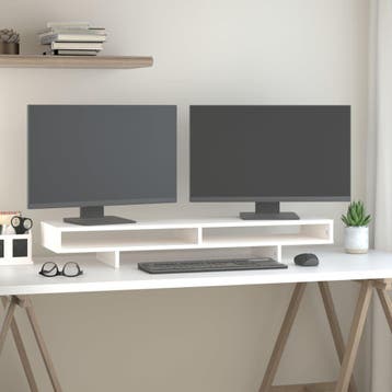 vidaXL Monitorstandaard 100x27x14 cm massief grenenhout wit, Verzenden, Nieuw
