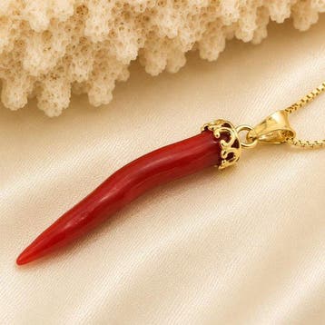 Koraal - Zilver - Ketting met hanger - met de hand, Verzamelen, Mineralen en Fossielen