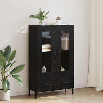 vidaXL Highboard CORONA Zwart Eiken 69,5 x 31 x 115 cm, Huis en Inrichting, Kasten | Buffetkasten, Minder dan 50 cm, Verzenden
