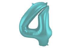 Folieballon Cijfer 4 Pastel Aqua Metallic Mat, Verzenden, Nieuw, Feestartikel, Verjaardag