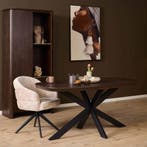 Deens ovale eettafel Madison Bruin Poot Zwart Mangohout 160, Ophalen of Verzenden, Nieuw