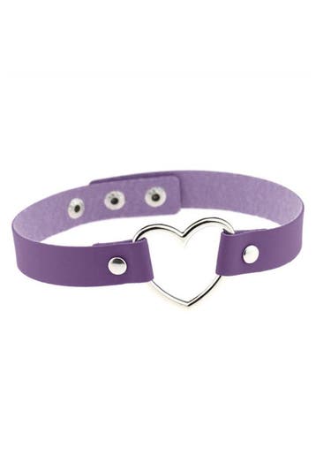 KIMU® Choker Paars Hartje Pu Leer Collar Ketting Hart Halsba, Sieraden, Tassen en Uiterlijk, Kettingen, Kunststof, Verstelbaar